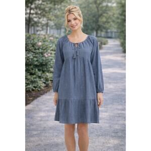 Time and True Blue Ruffle Dress - Size M